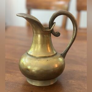 Elegant Vintage Brass Pitcher with Curved Handle